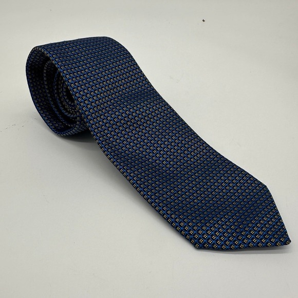 Pink Thomas Pink Silk Necktie One Size Blue‎ Yellow Geometric Tie Wedding Party